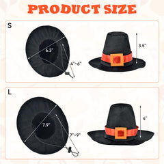 ShuRung black Pilgrim hat adds playful holiday charm.