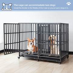 SHUSHIM 54inch interior view shows divider and ample space for two dogs
