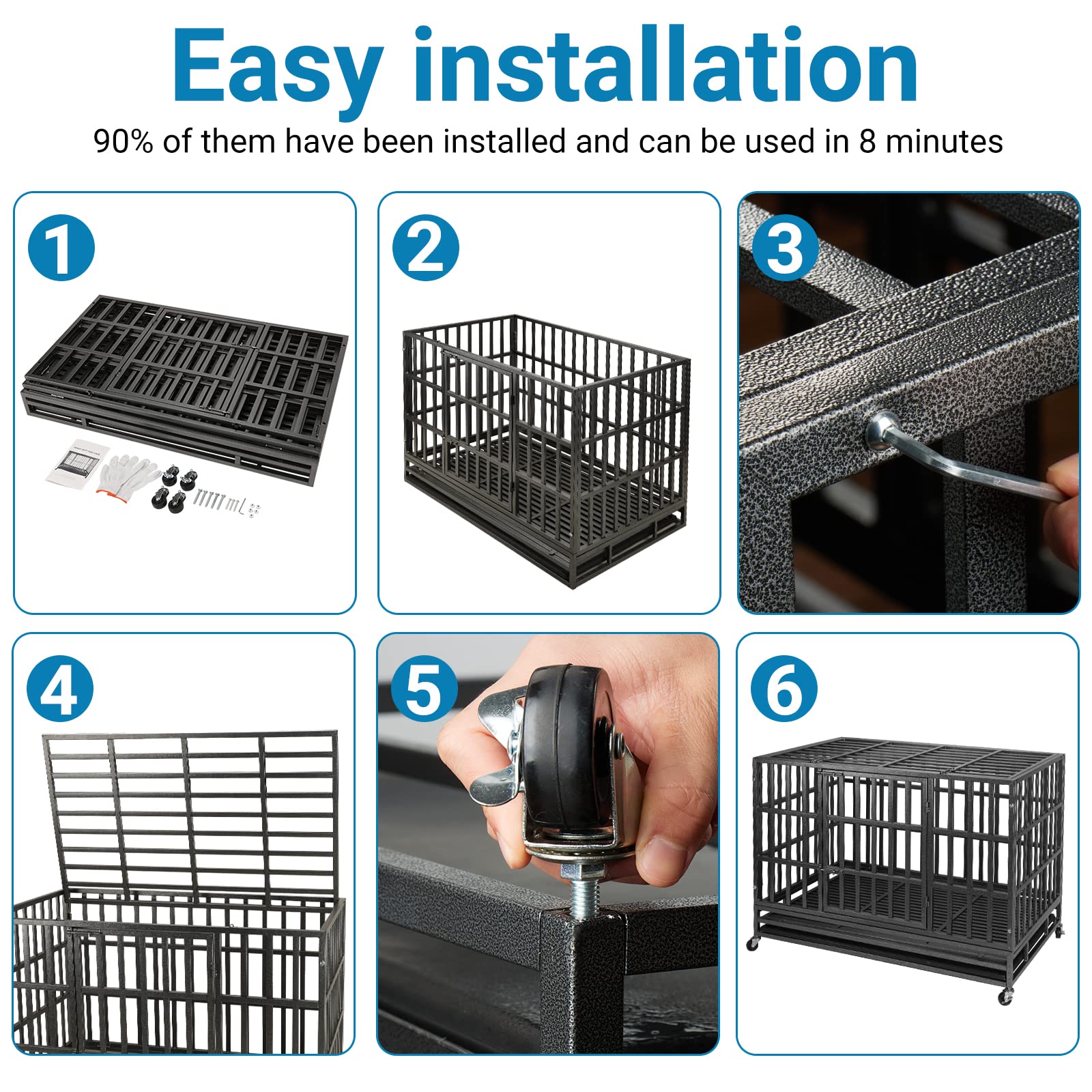 SHUSHIM heavy-duty crate provides space to stretch for large dogs.