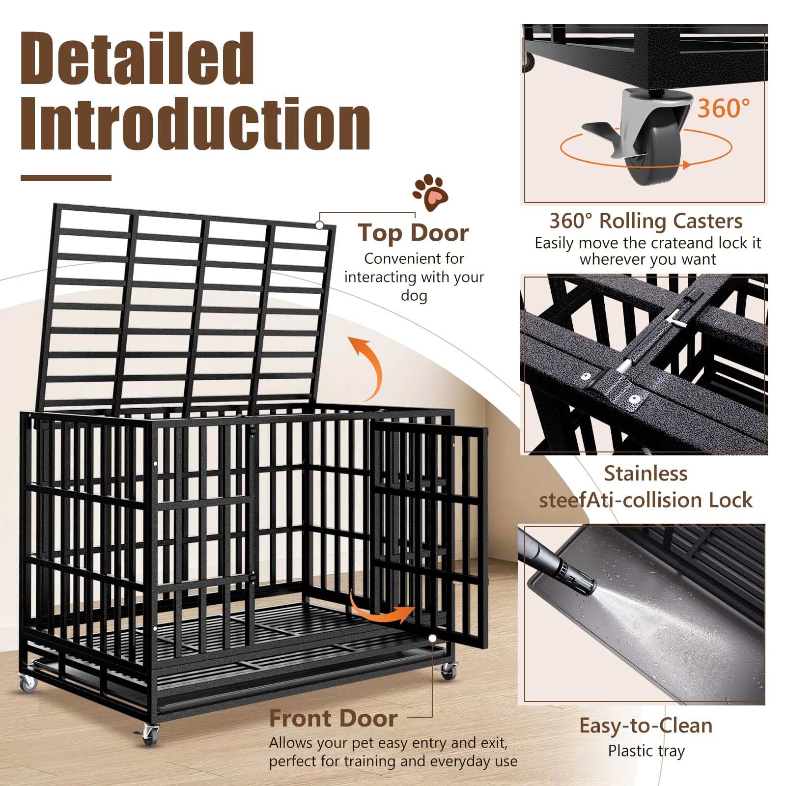 SHUSHIM crate with two locks enhances security for anxious dogs.