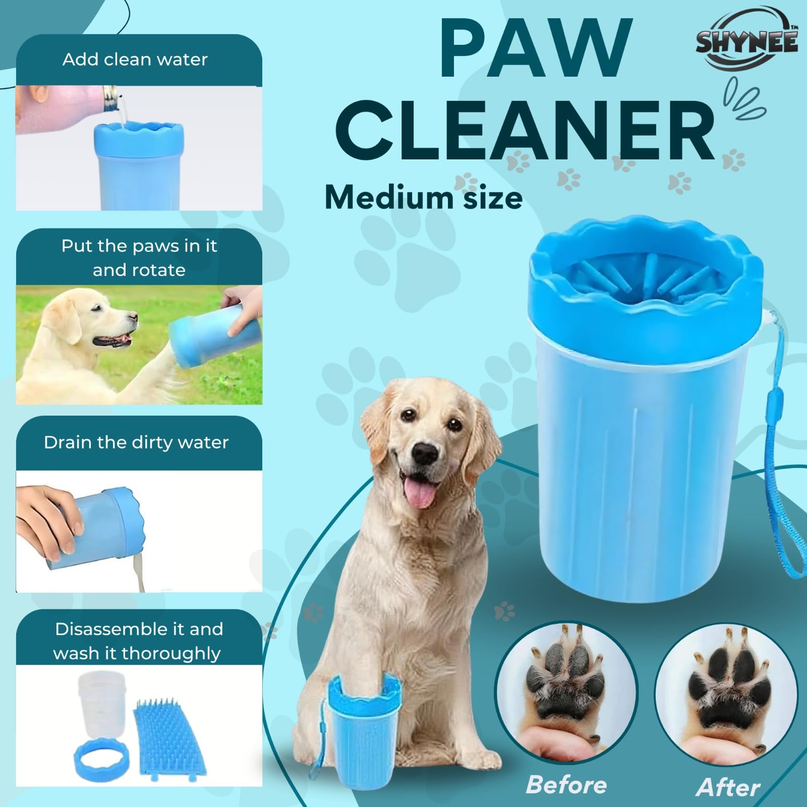SHYNEE paw cleaner in use removing dirt after walks
