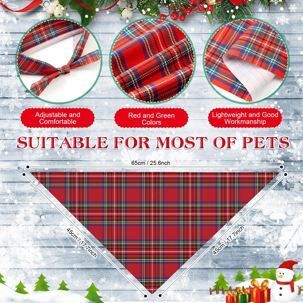 Shyyween buffalo plaid dog bandana set shows multiple styles for diverse looks