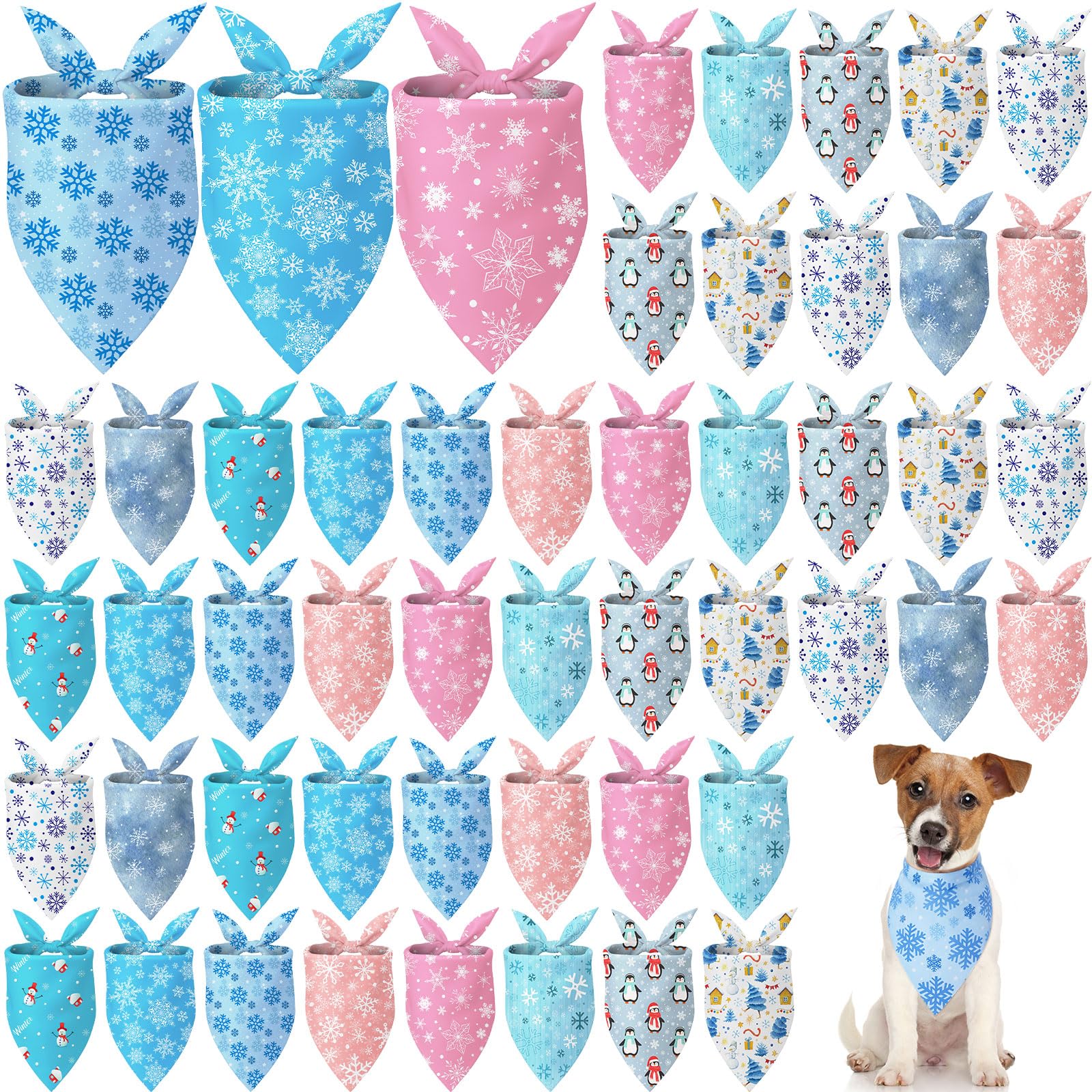Shyyween snowflake design dog bandana for festive winter looks