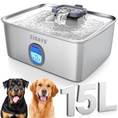 SIBAYS 4Gal/15L fountain showing large capacity for multi-pet households