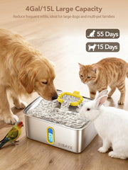 SIBAYS 4Gal water fountain side view demonstrates durable stainless steel and easy cleaning.