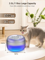 SIBAYS cat water fountain LED light clearly shows water level for timely refills.