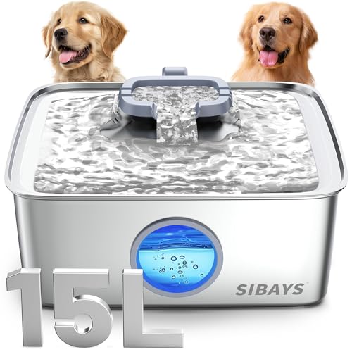 SIBAYS dog fountain 15L capacity enables multi-pet hydration with less frequent refills.