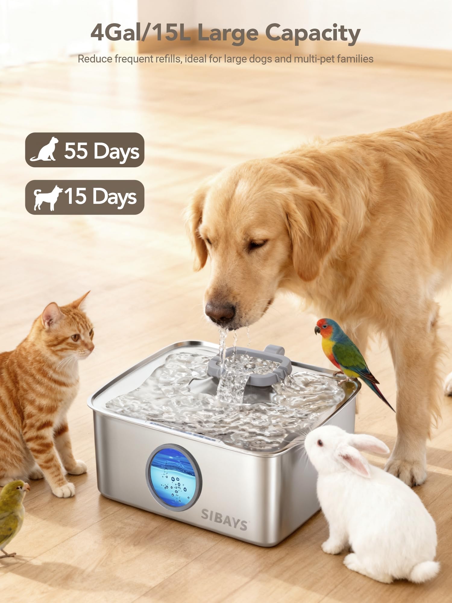 SIBAYS stainless steel body offers durability and easy cleaning for daily use.