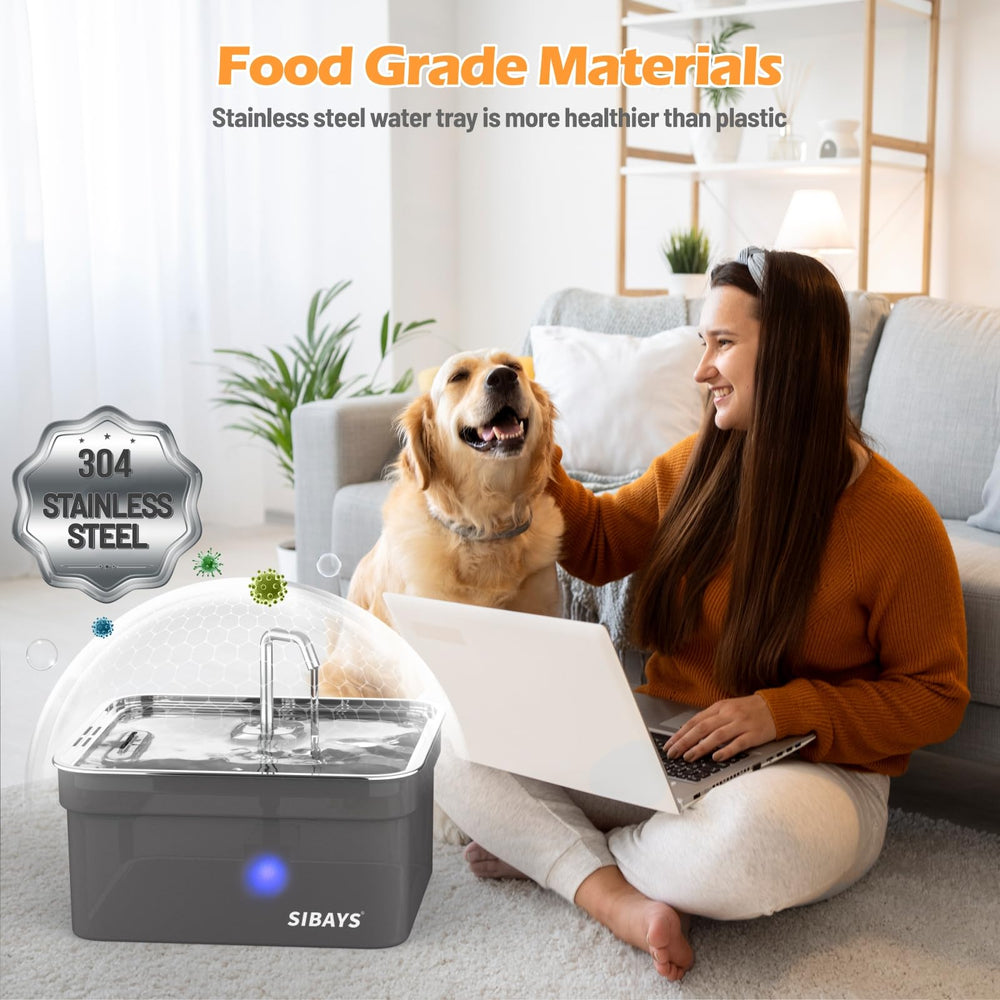 SIBAYS FS70 dual-flow design entices dogs to drink with faucet and bubbling modes