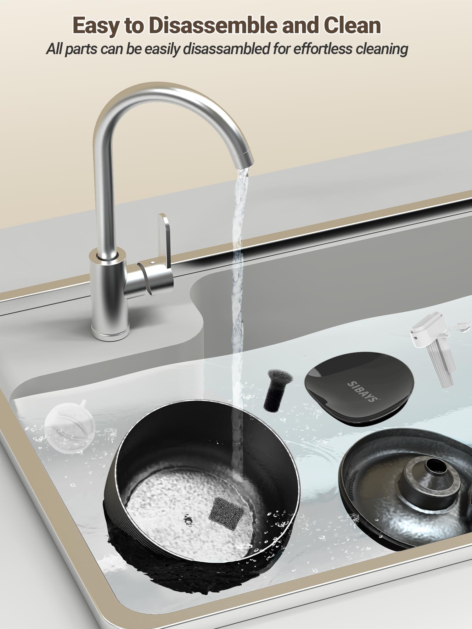 SIBAYS FS77 cat water fountain - easy-clean design for quick maintenance