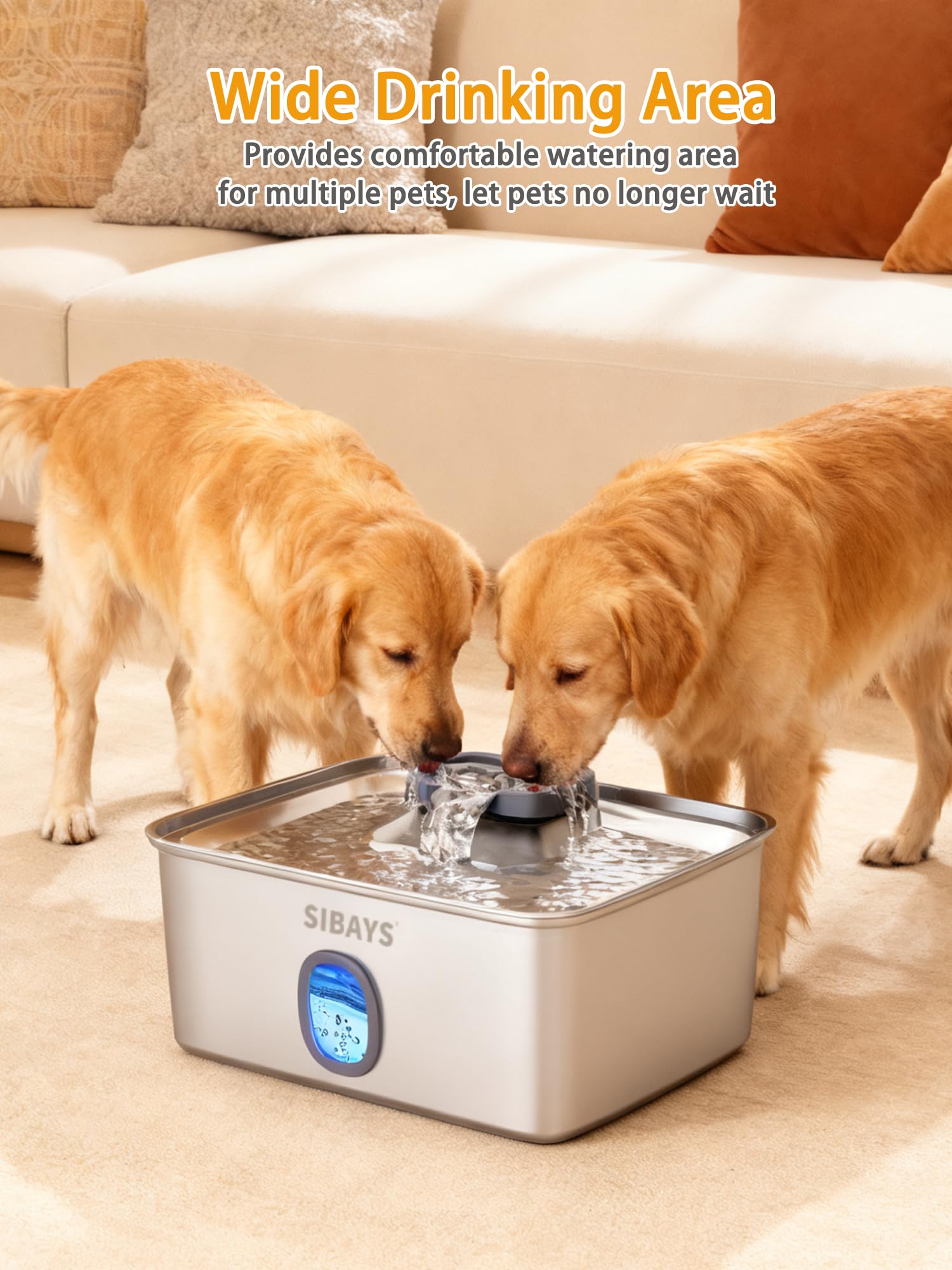 SIBAYS large-dog fountain designed for multi-pet households