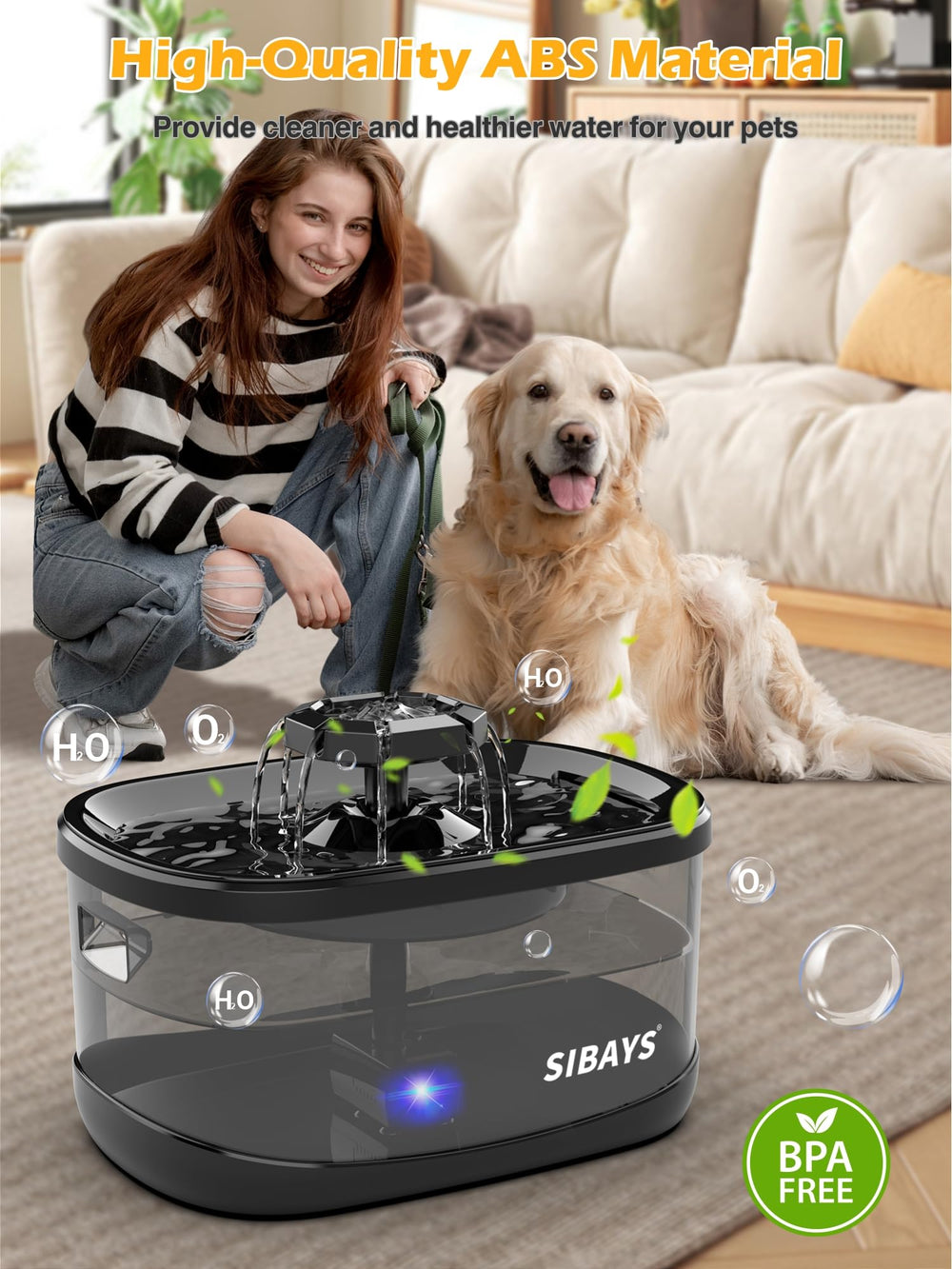 SIBAYS ultra-quiet pump operates below 23dB to keep homes peaceful.