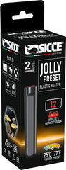 Sicce 12W Jolly heater close-up showing pre-set 77°F for precise small-tank warmth.