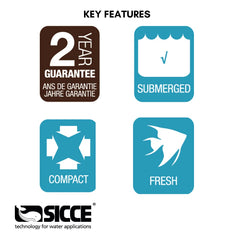 Sicce MICRA 13 mm outlet and hose connector enable flexible water return