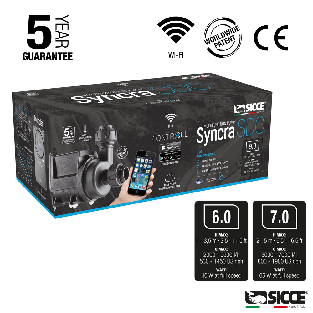 Sicce Syncra SDC 9.0 quick mount bracket simplifies secure installation.