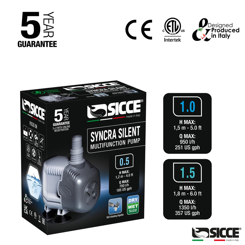 Sicce Syncra Silent 1.0 taller suction cups reduce vibration.