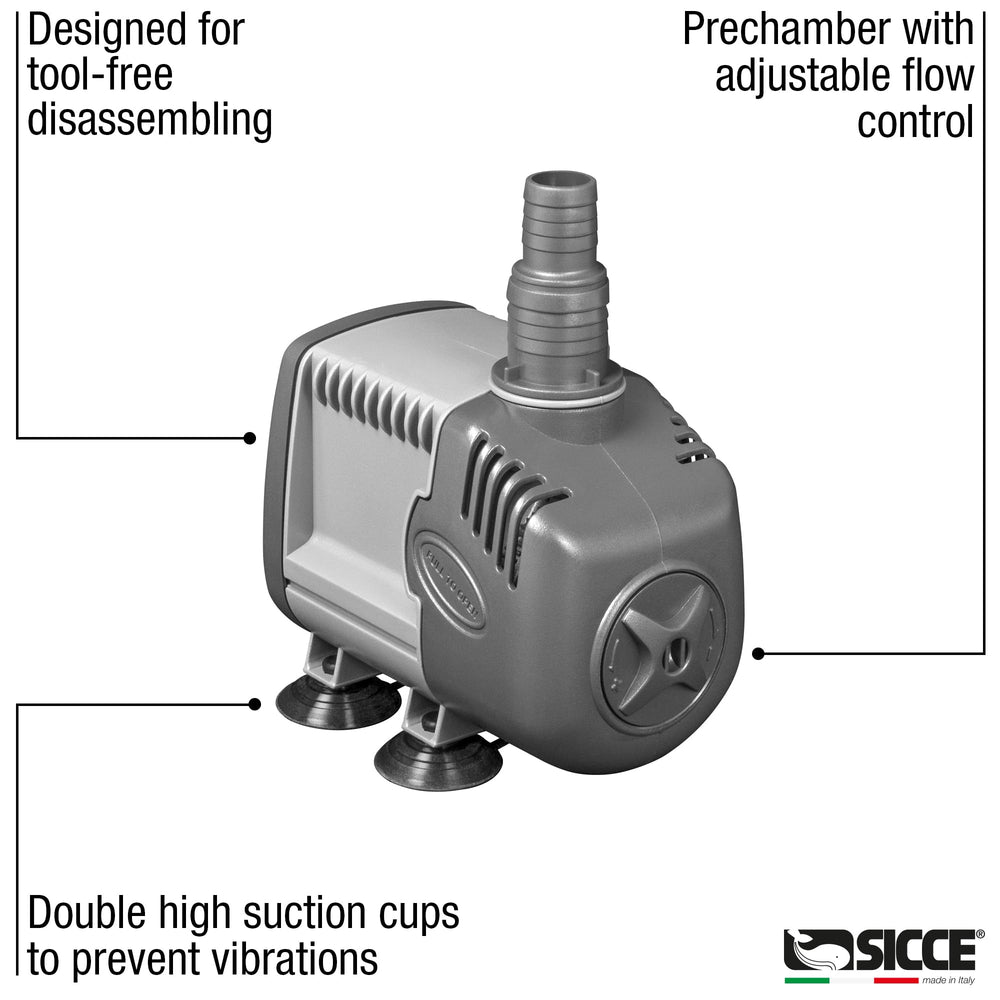 Sicce Syncra Silent 3.0 in fountain showcases versatile, low-noise water movement.