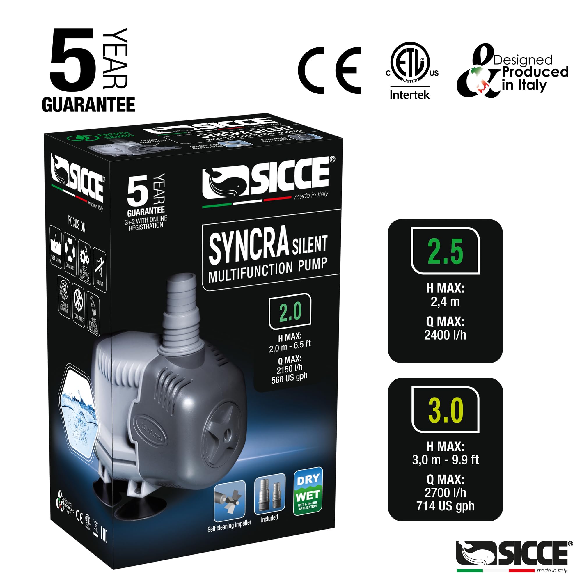 Sicce Syncra Silent 3.0 top closeup highlighting rotor self-cleaning feature and durable build.