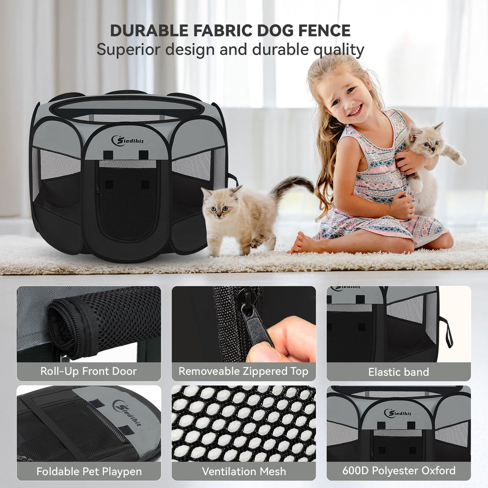 Siedihit dark grey playpen mesh side panels provide 360-degree visibility