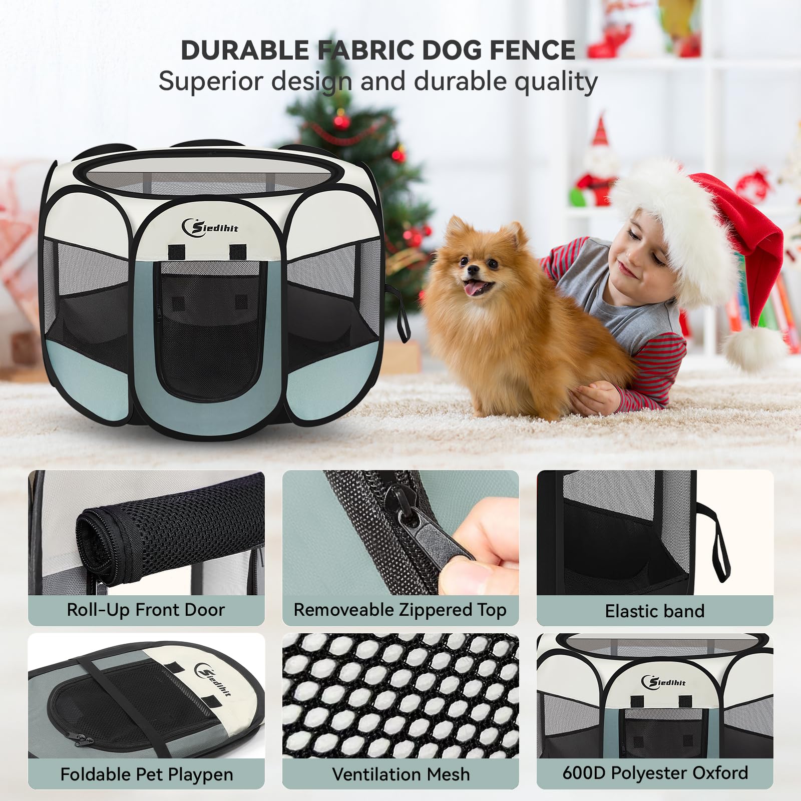 Siedihit Dog Playpen eight mesh panels emphasize ventilation and visibility