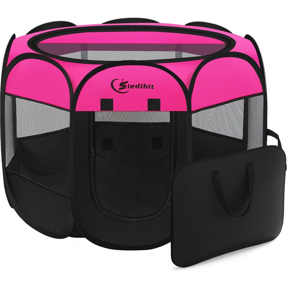 Siedihit dog playpen with open top cover for quick access and airflow.