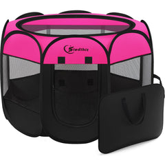 Siedihit dog playpen with open top cover for quick access and airflow.
