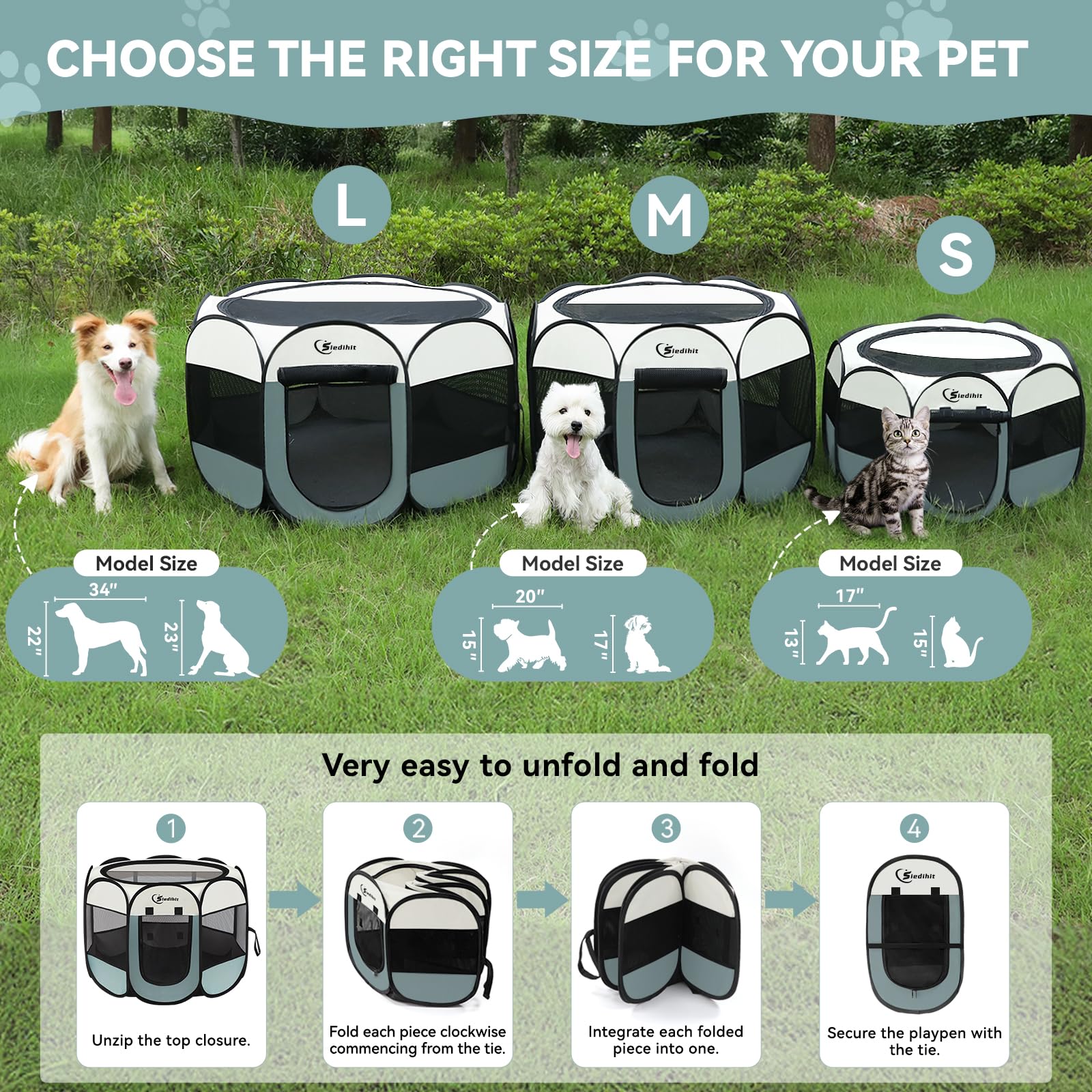 Siedihit Dog Playpen outdoor use demonstrates weather resistant portability for parks