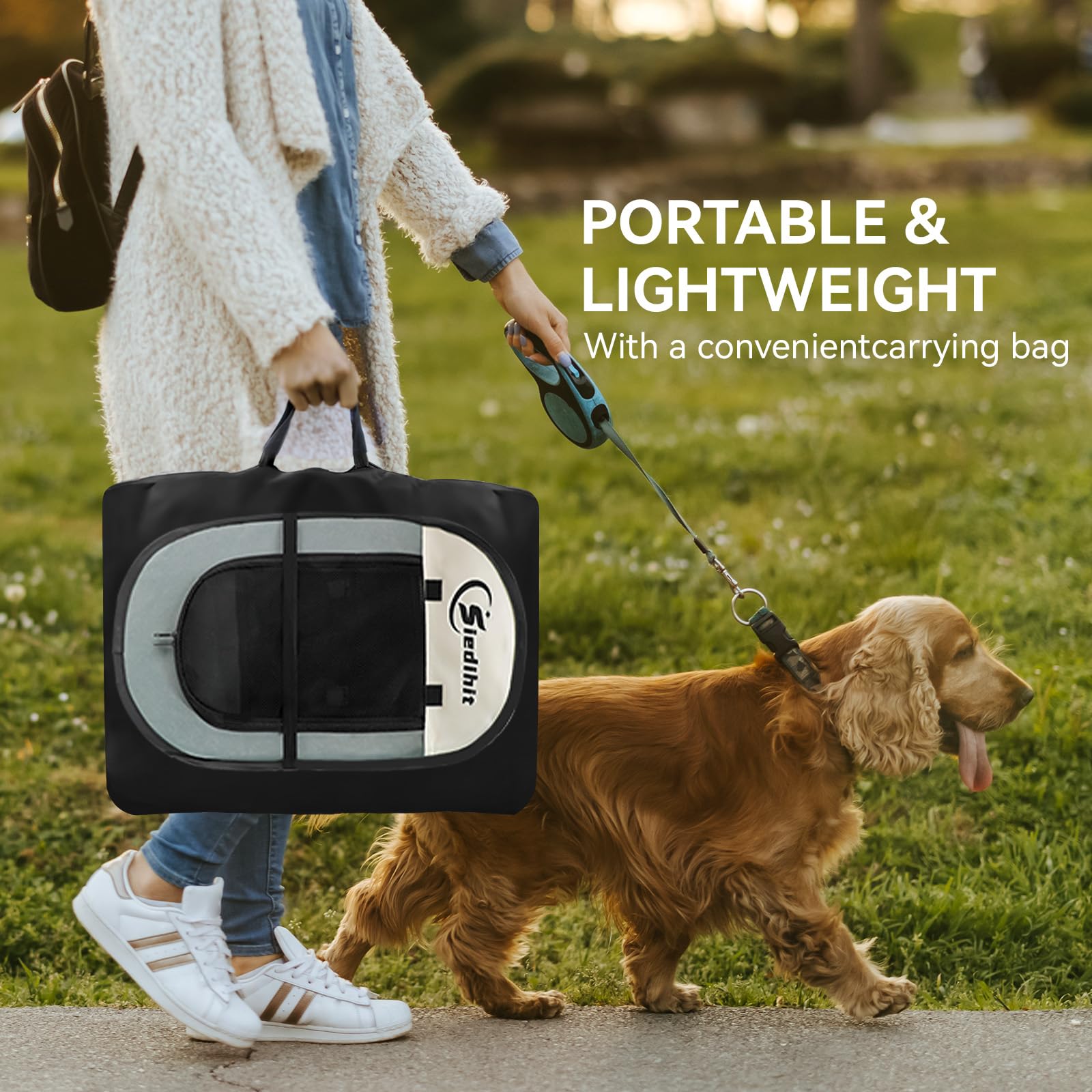 Siedihit Dog Playpen removable top provides shade on sunny days
