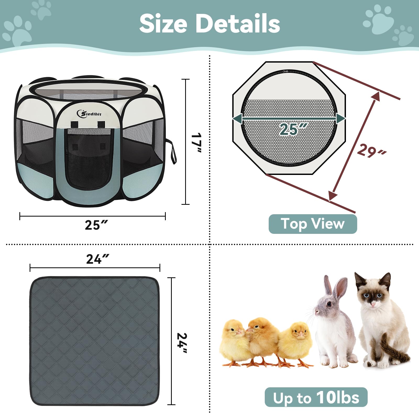 Siedihit dog playpen side rolled entry for easy access