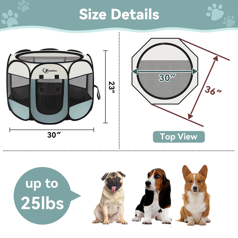 Siedihit Dog Playpen wide entrance allows easy pet entry