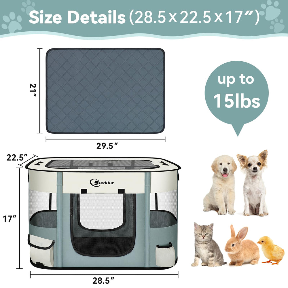 Siedihit foldable pet kennel with carry case for quick storage.