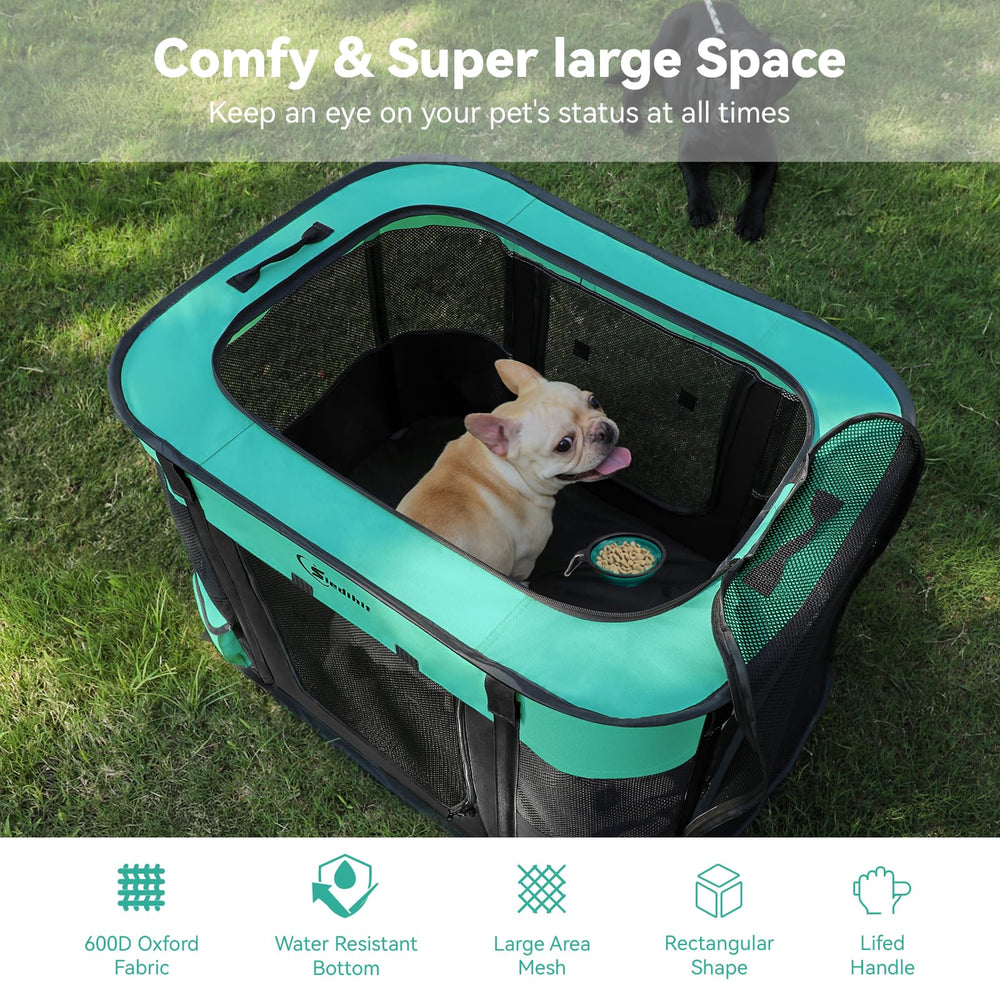 Siedihit medium playpen 31x23x20 green for pets up to 30 pounds.