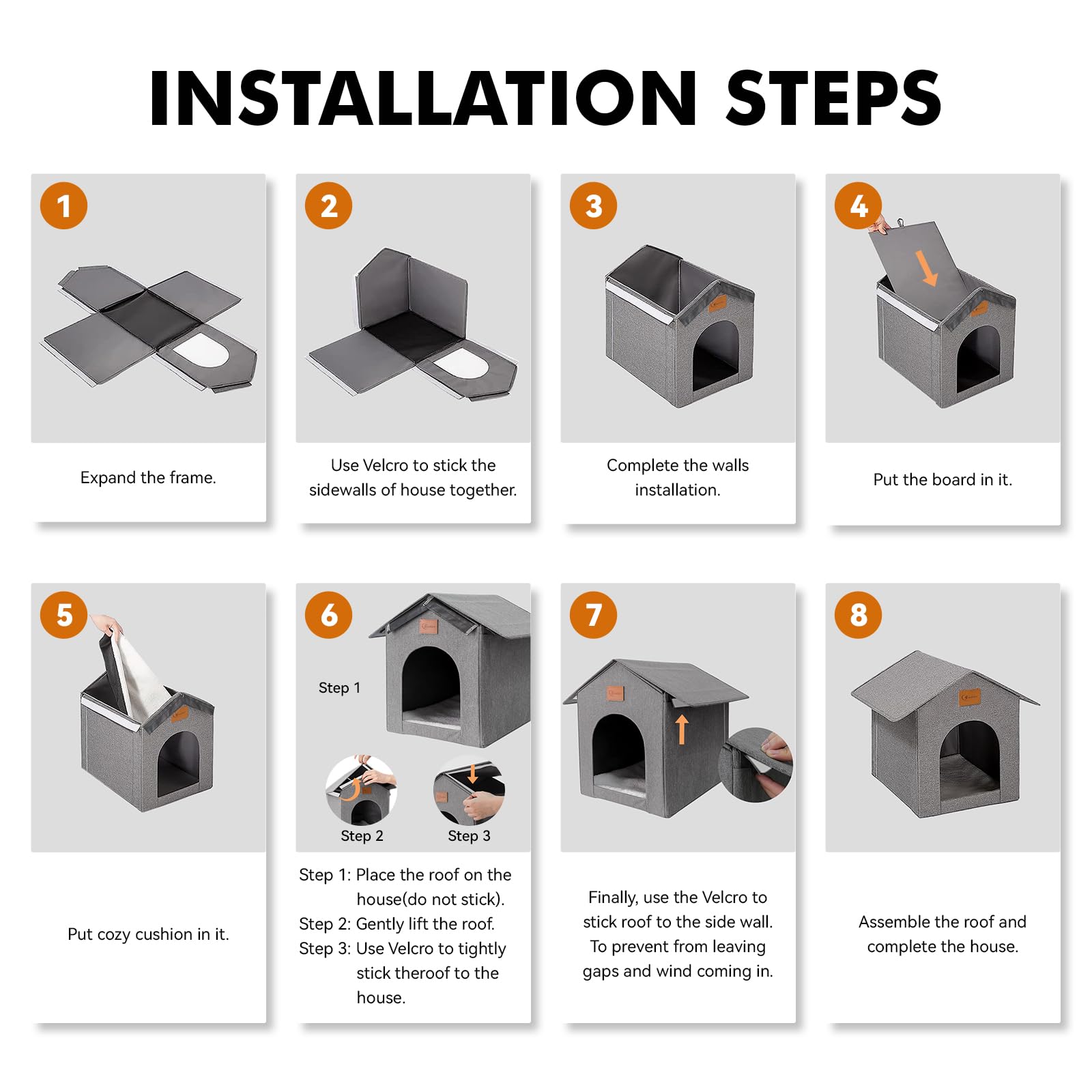Siedihit outdoor cat house collapsible design enables simple assembly.