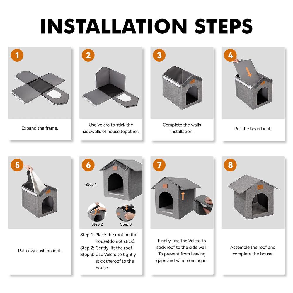 Siedihit outdoor cat house collapsible design enables simple assembly.