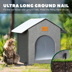 Siedihit outdoor cat house side view highlighting secure weatherproof design with floor spikes