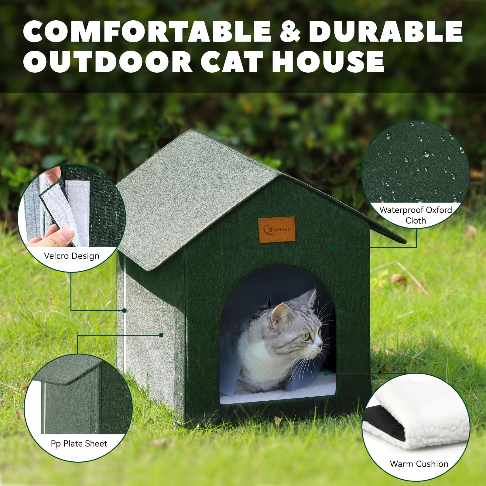 Siedihit outdoor cat house spacious entrance for small pets