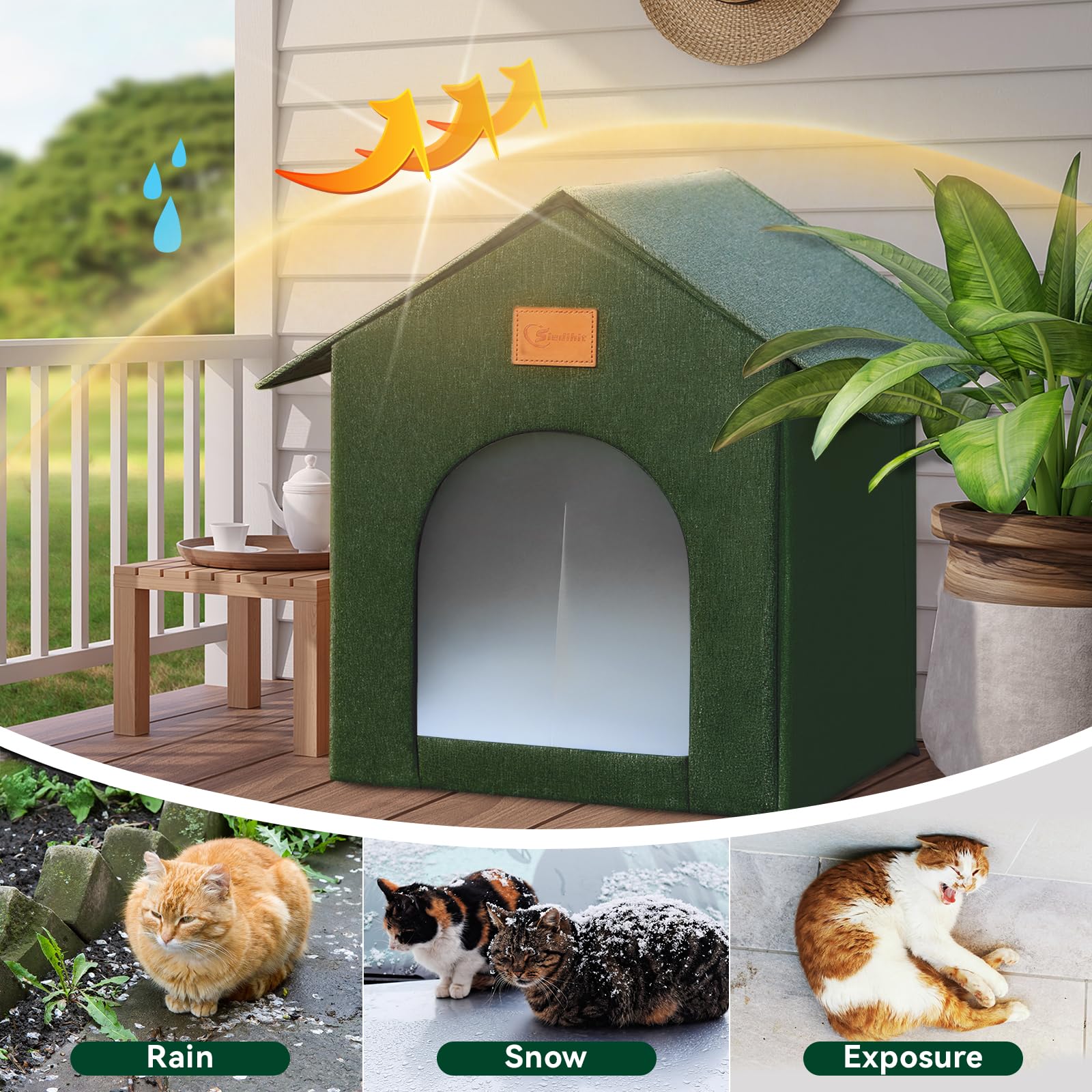 Siedihit outdoor cat house warm cushion for cozy naps