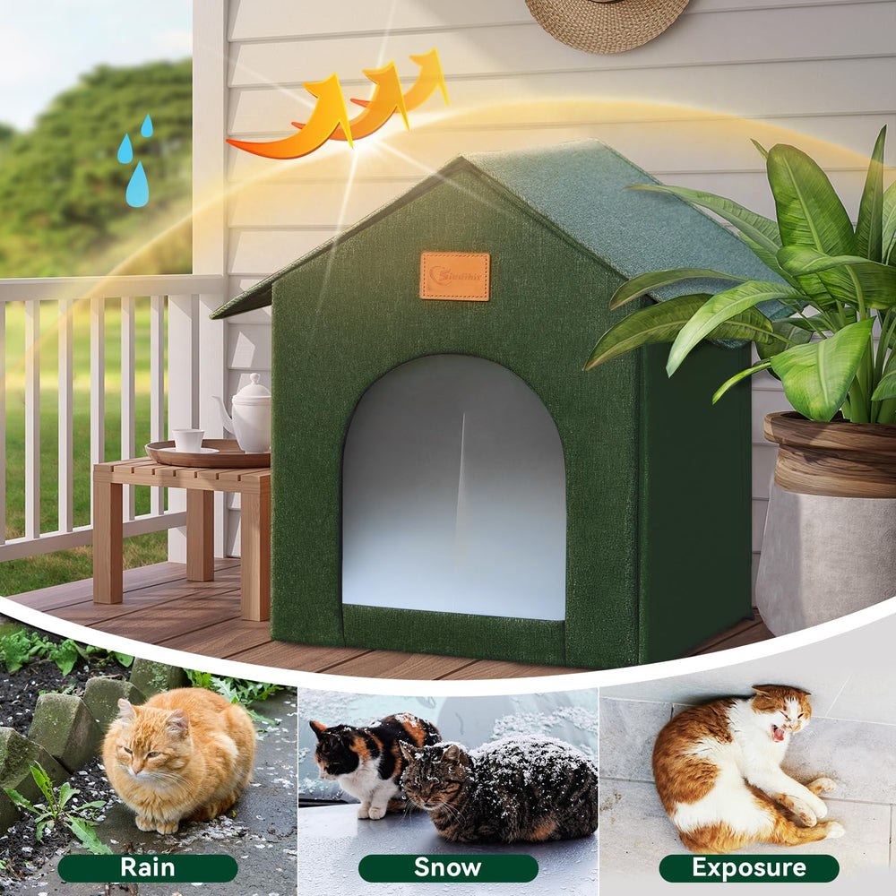 Siedihit outdoor cat house warm cushion for cozy naps