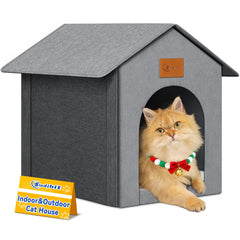 Siedihit outdoor cat house with waterproof exterior keeps rain out for dry naps.