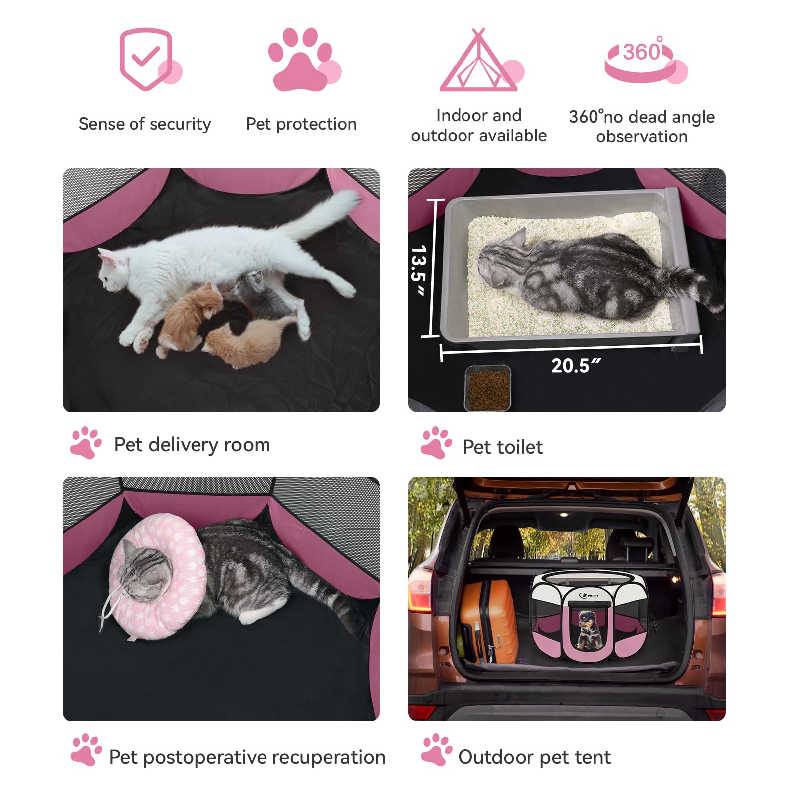 Siedihit pink playpen door rolled up for easy entry and exit