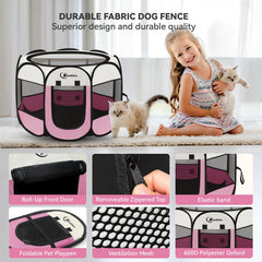 Siedihit pink playpen folded into a tote bag for transport