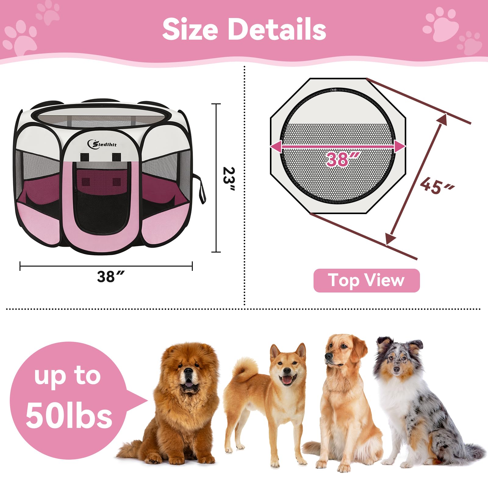Siedihit pink outdoor playpen ready for beach, park, or camping.