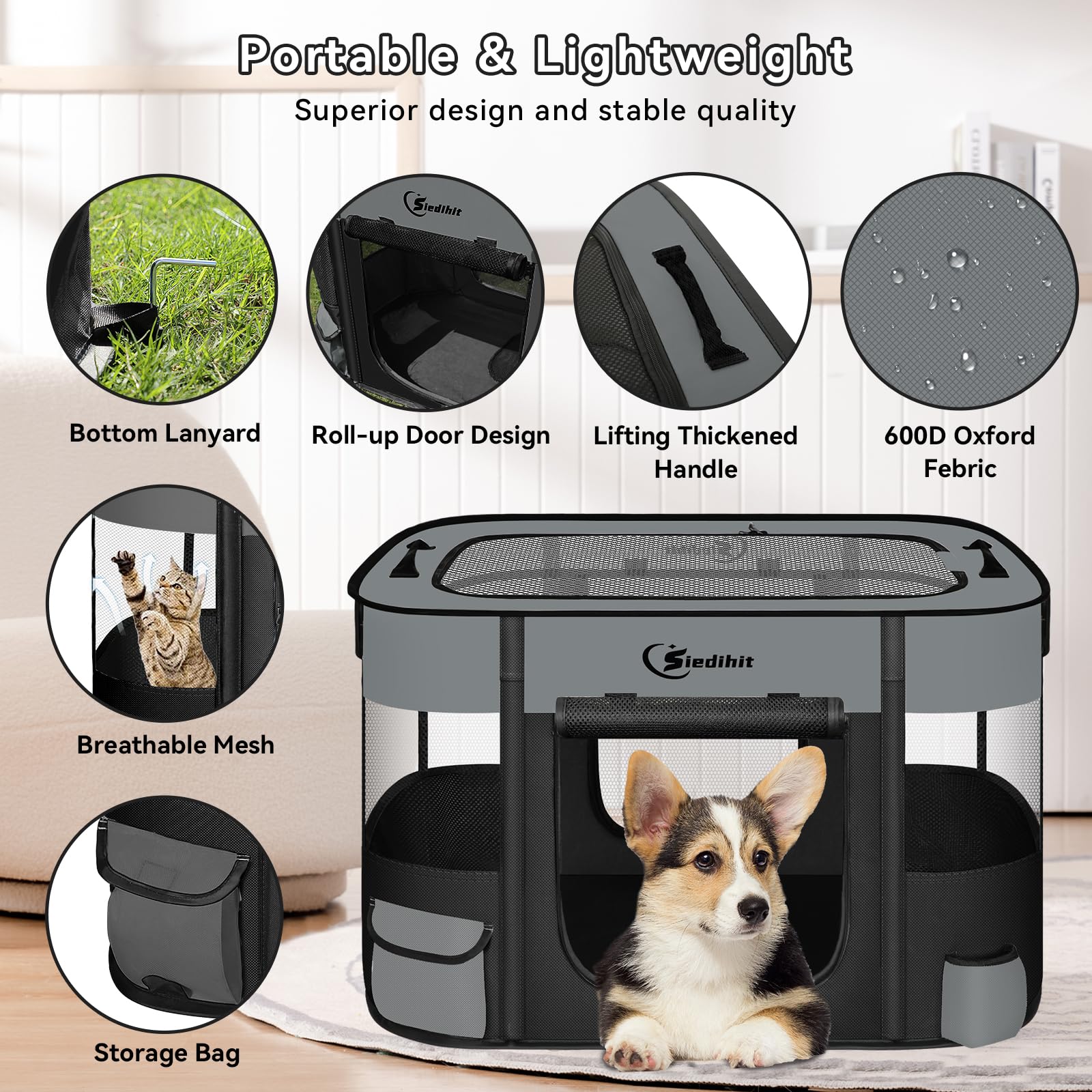 Siedihit playpen 360-degree view helps supervise your pet safely.