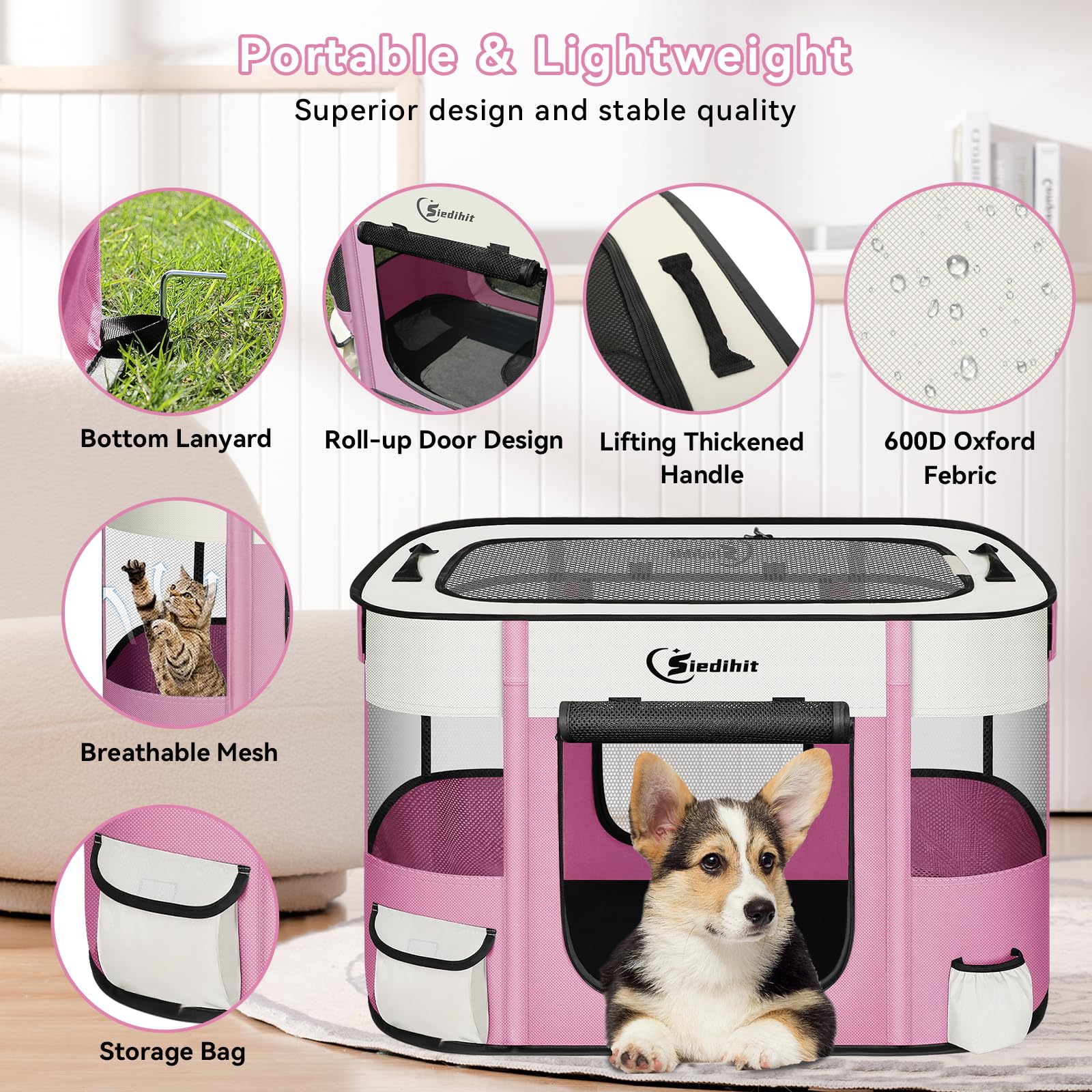 Siedihit playpen quick assembly enables fast setup.