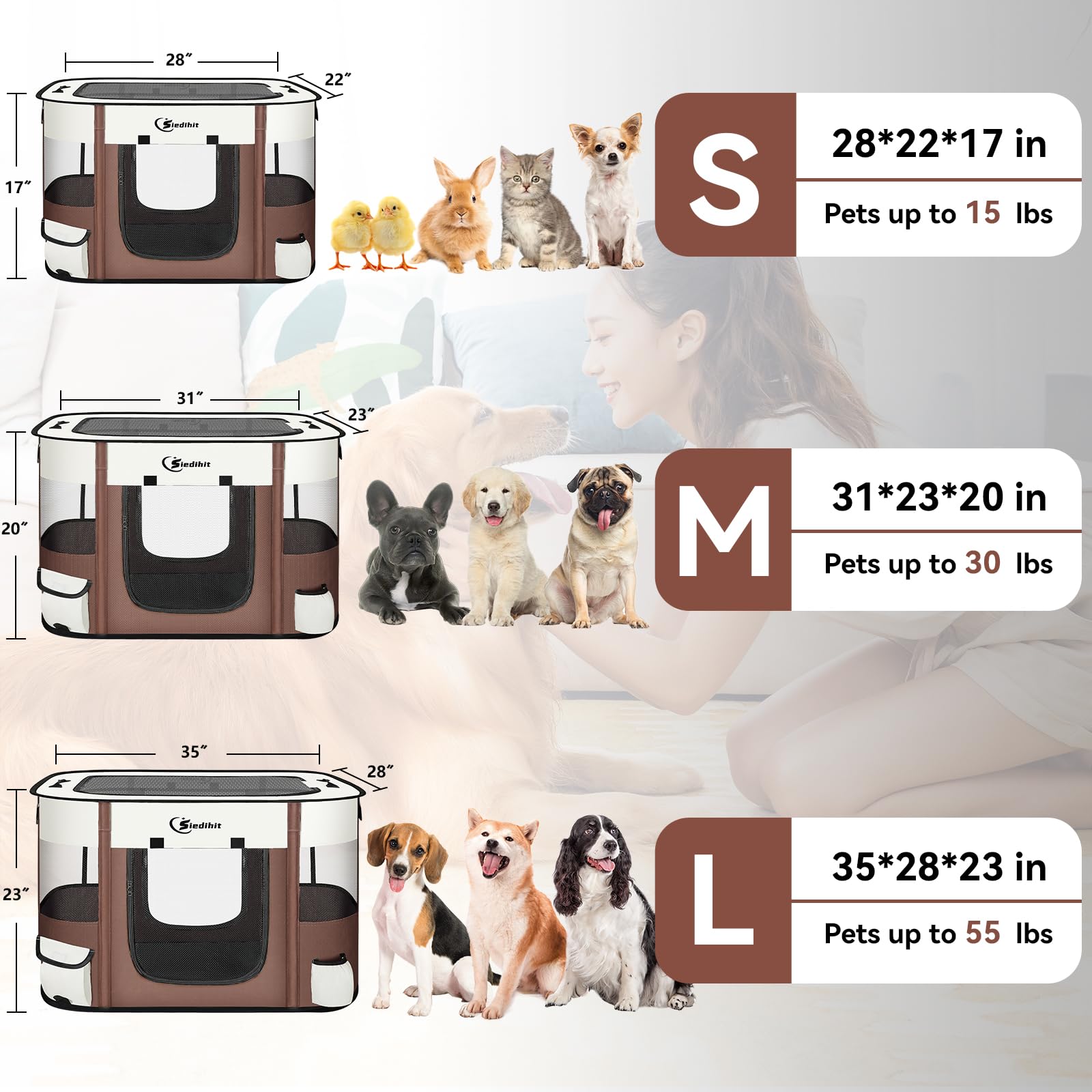 Siedihit playpen folded carry-case for easy storage and transport.