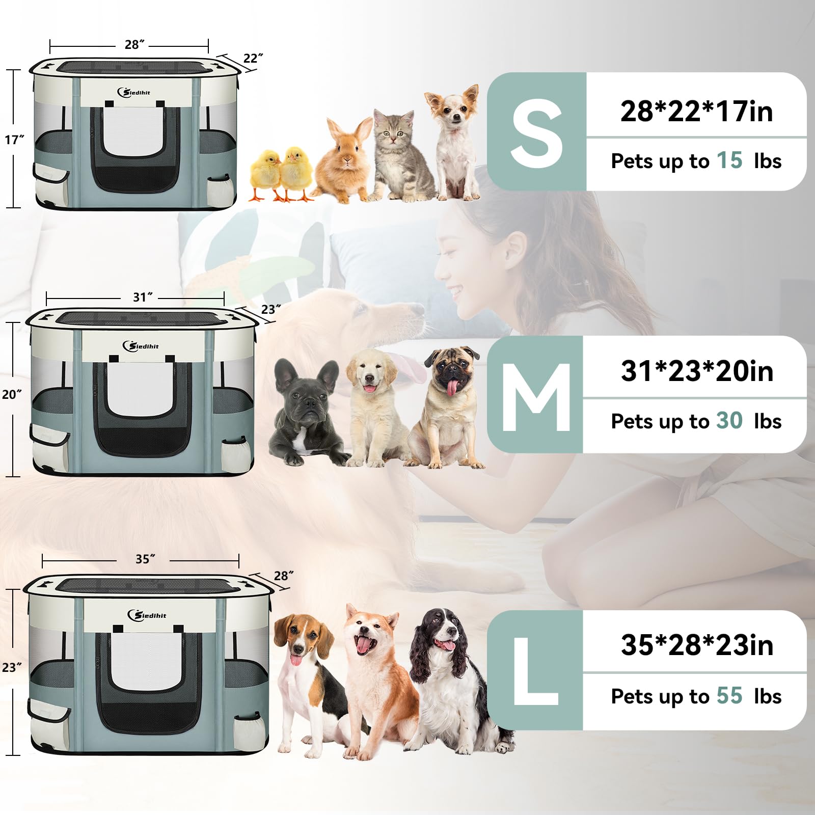 Siedihit playpen folded-setup demonstrates quick portable assembly for on-the-go pets