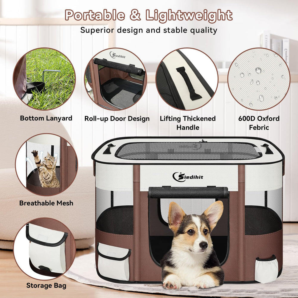 Siedihit playpen large size 35x28x23 inches accommodate larger small animals.