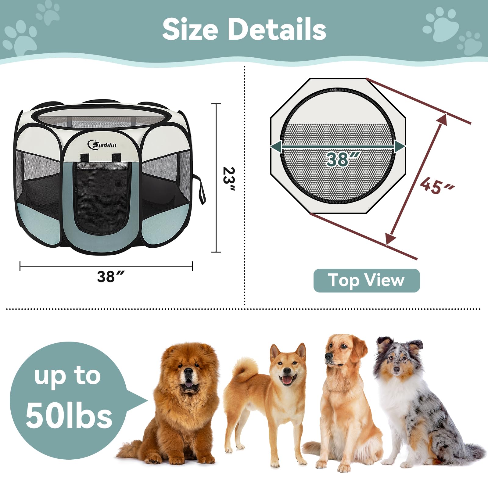 Siedihit playpen waterproof Oxford cloth resists outdoors and easy cleaning.