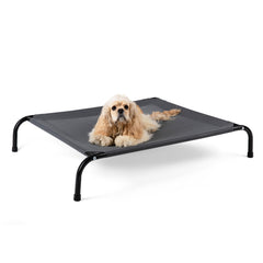 SIEMOUR cooling elevated dog bed with breathable mesh for cooler naps.
