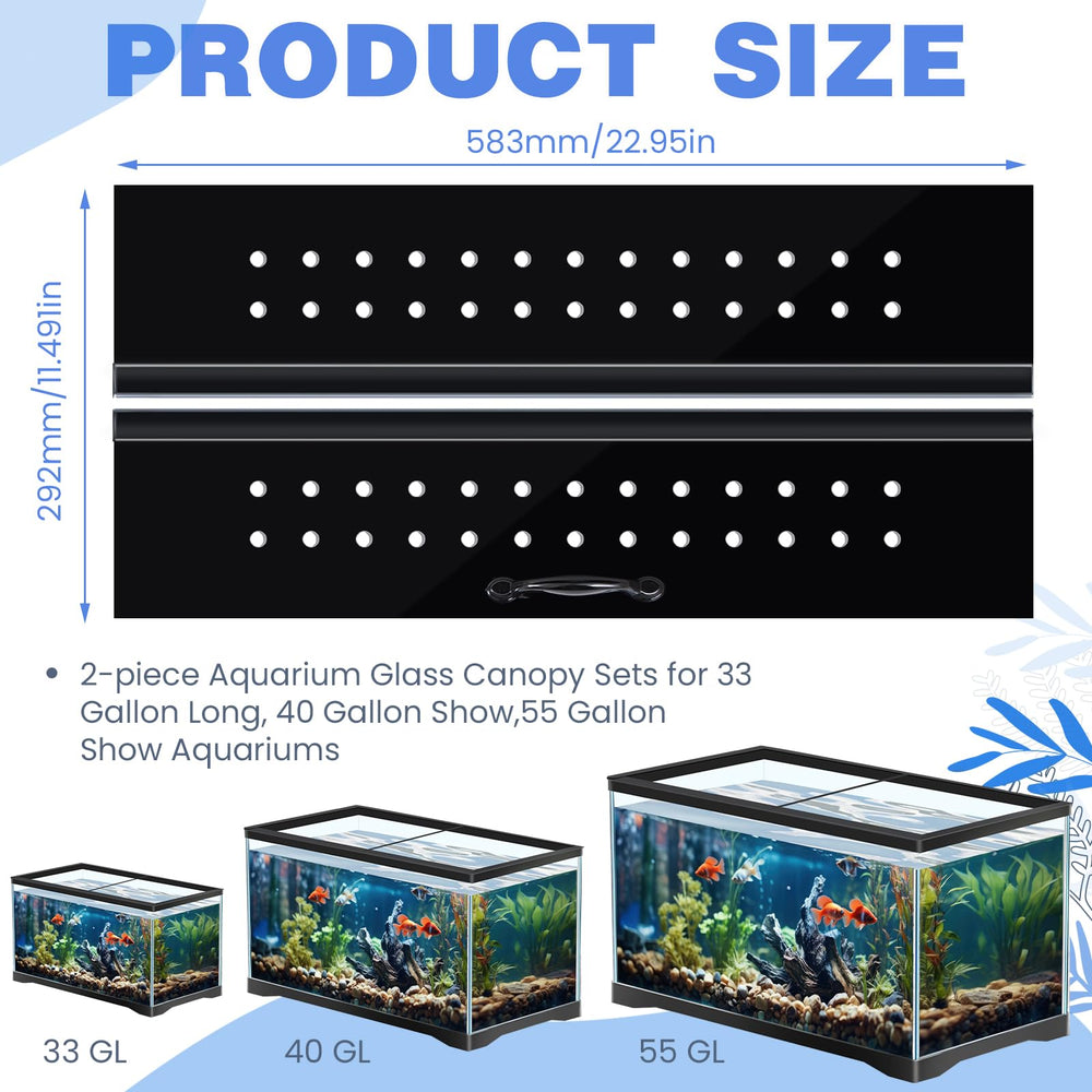 Sieral aquarium canopy 2-piece open view demonstrates easy access and folding design